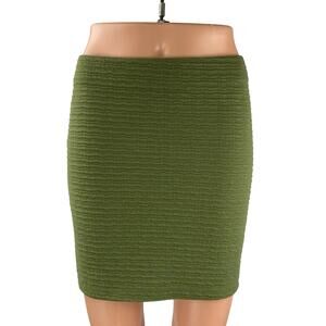 Topshop Women's Green Textured High Rise Mini Straight Pencil Bodycon Skirt Sz 6